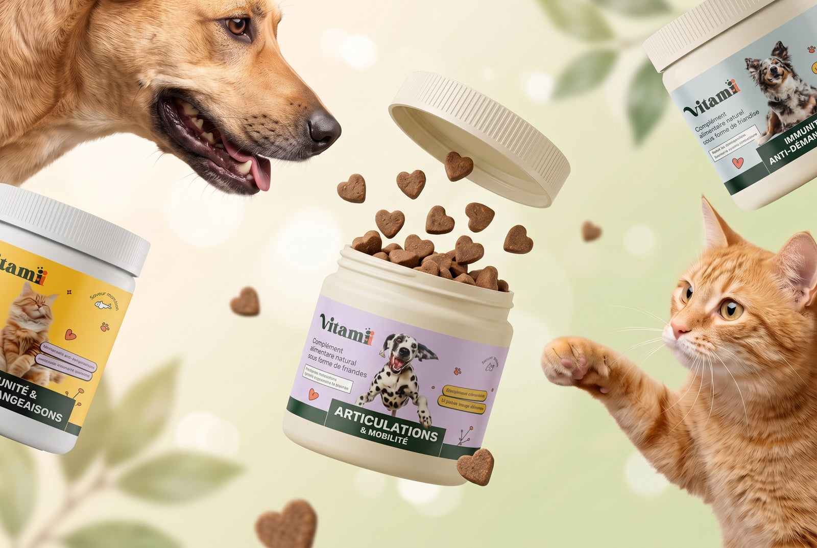 Chien et chat avec la gamme Vitamii